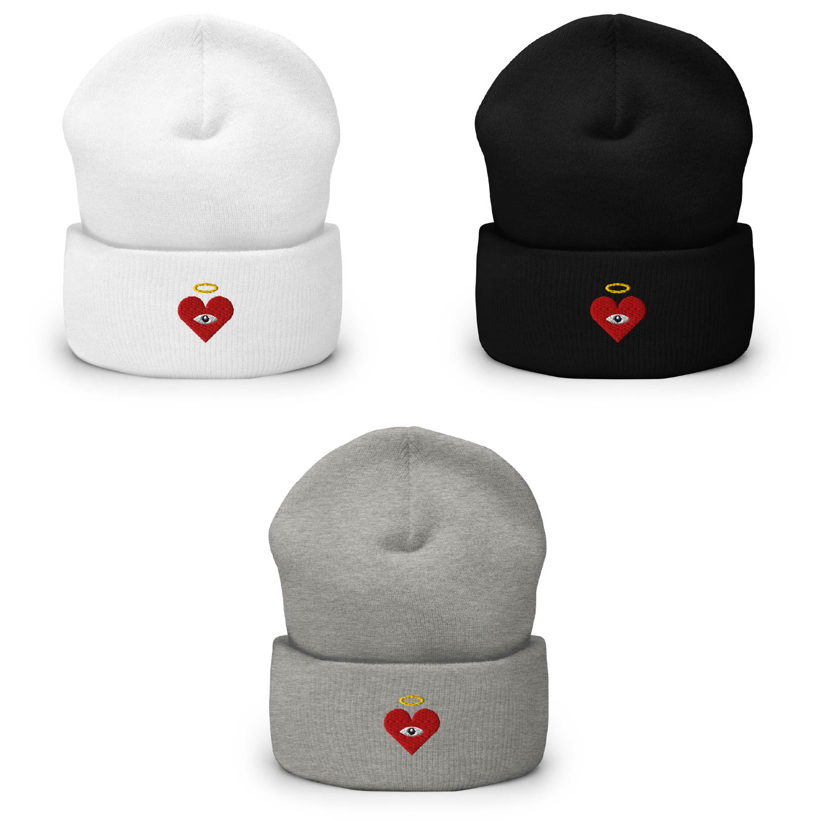 Nurse Beanie White design with Heart, Band-aid and red 