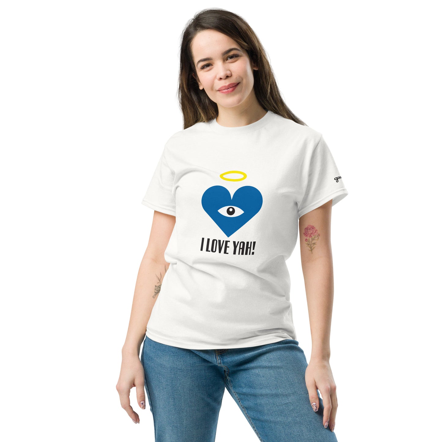 I LOVE YAH! Blue Heart-Eye Classic Printed Tees