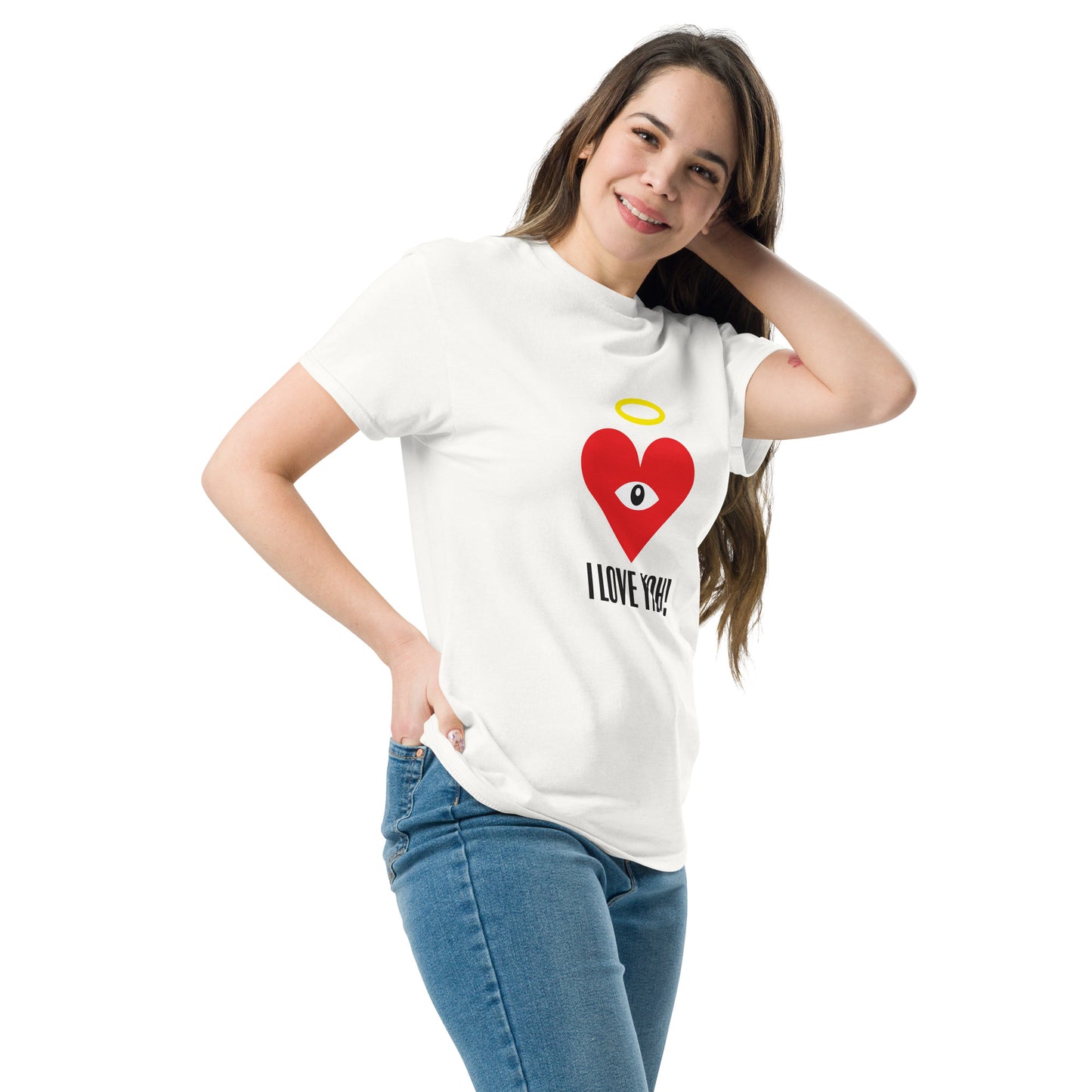 I LOVE YAH! Red Heart-Eye Classic Printed Tees