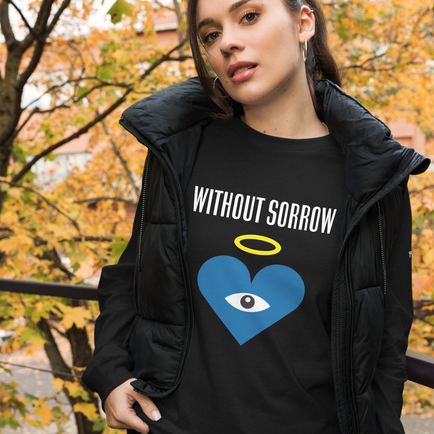 WITHOUT SORROW Blue Heart-Eye Black Long Sleeve