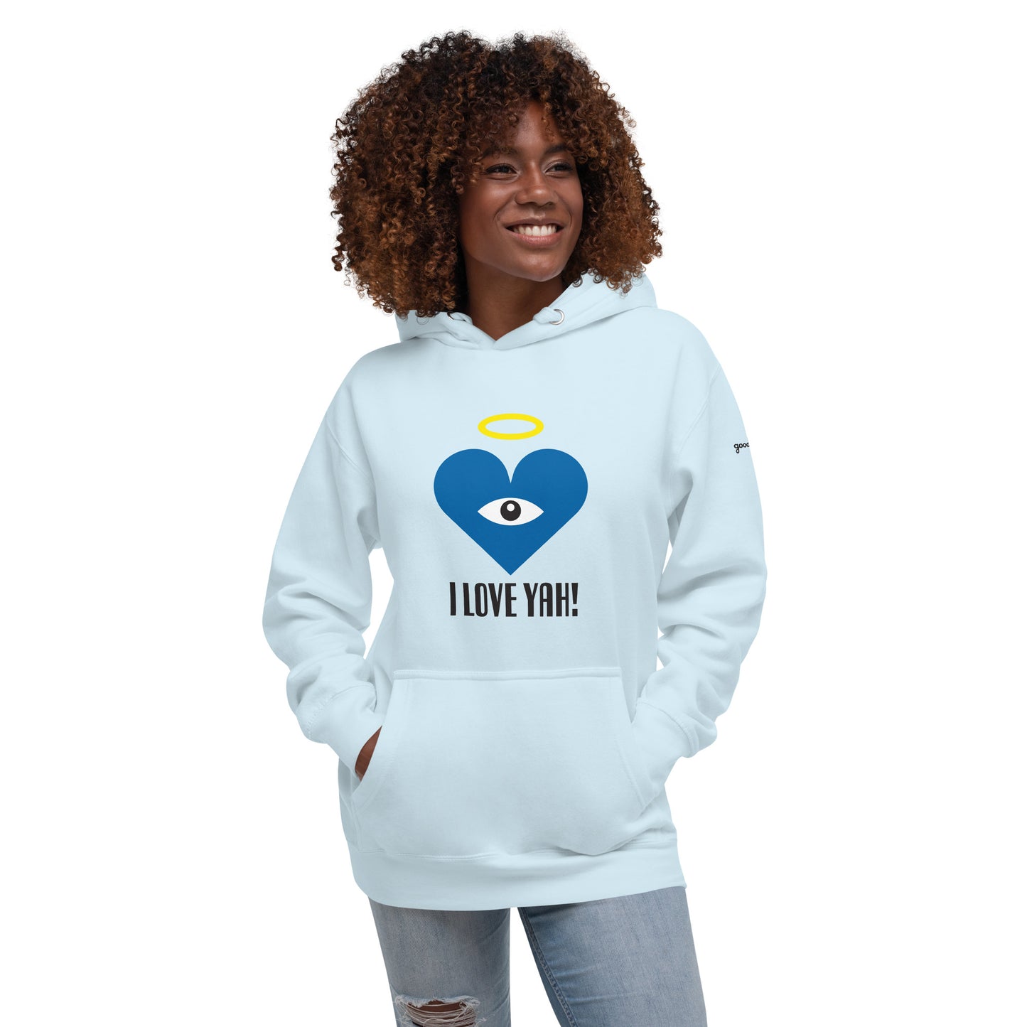 I LOVE YAH! Blue Heart-Eye Unisex Hoodies