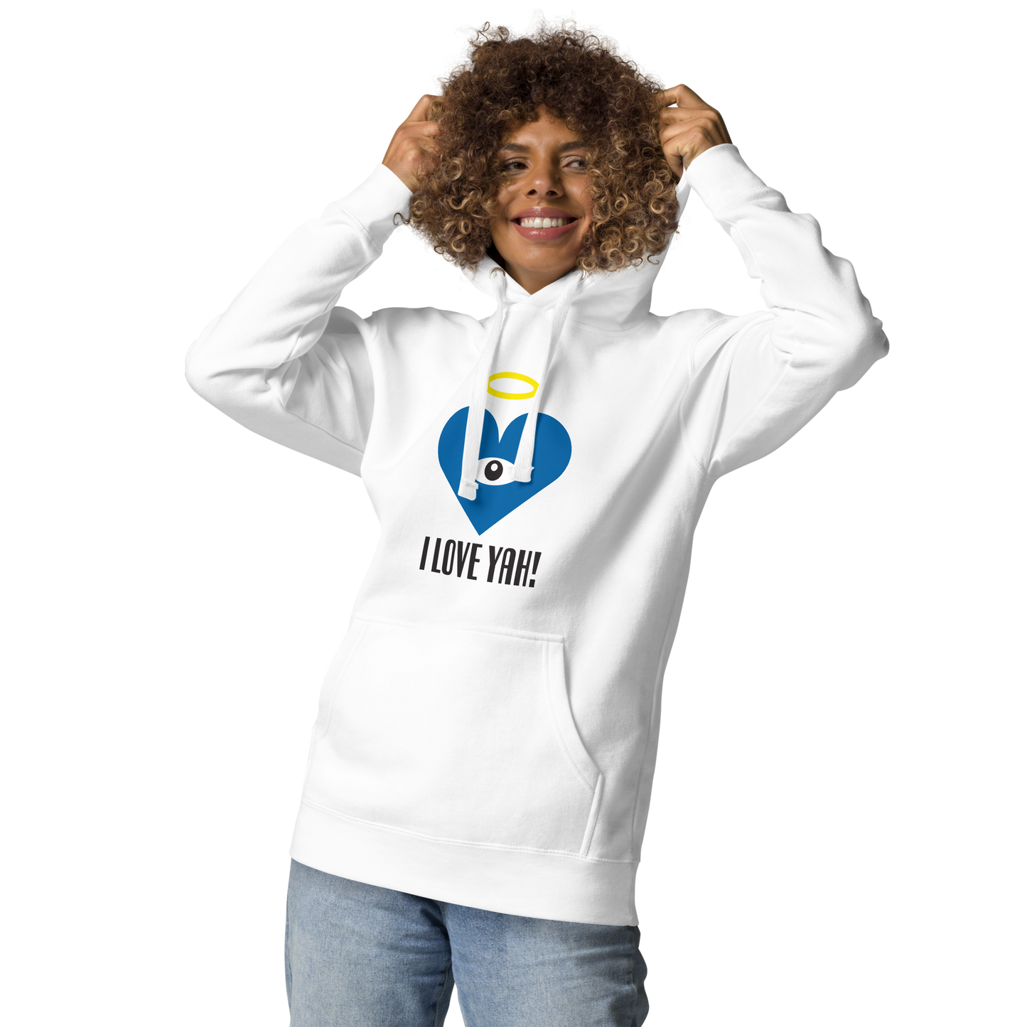 I LOVE YAH! Blue Heart-Eye Unisex Hoodies