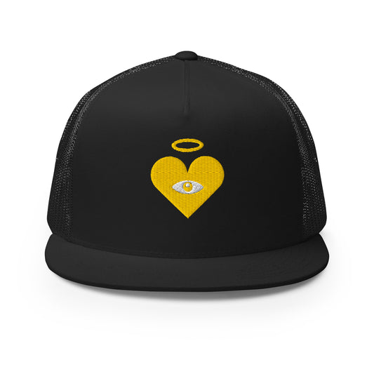 Monochrome Gold Heart-Eye [Embroidered] Trucker Hats