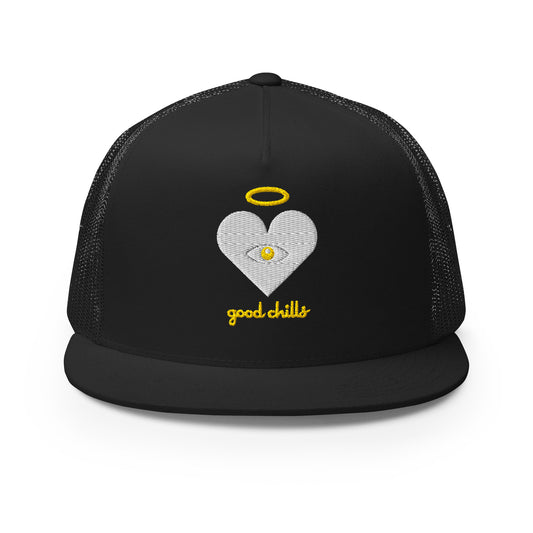 "good chills" Cloud x Gold Heart-Eye [Embroidered] Trucker Hats