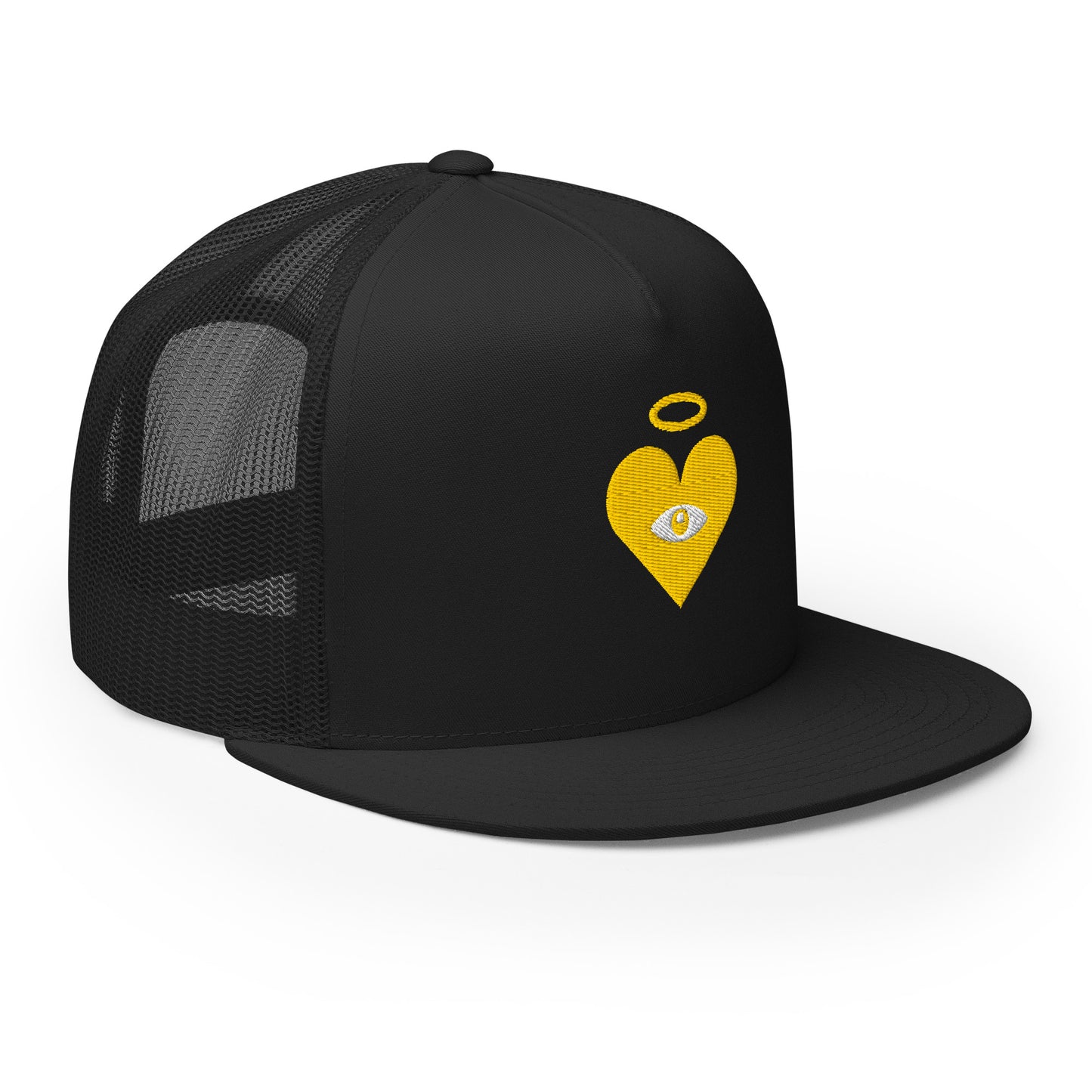 Monochrome Gold Heart-Eye [Embroidered] Trucker Hats