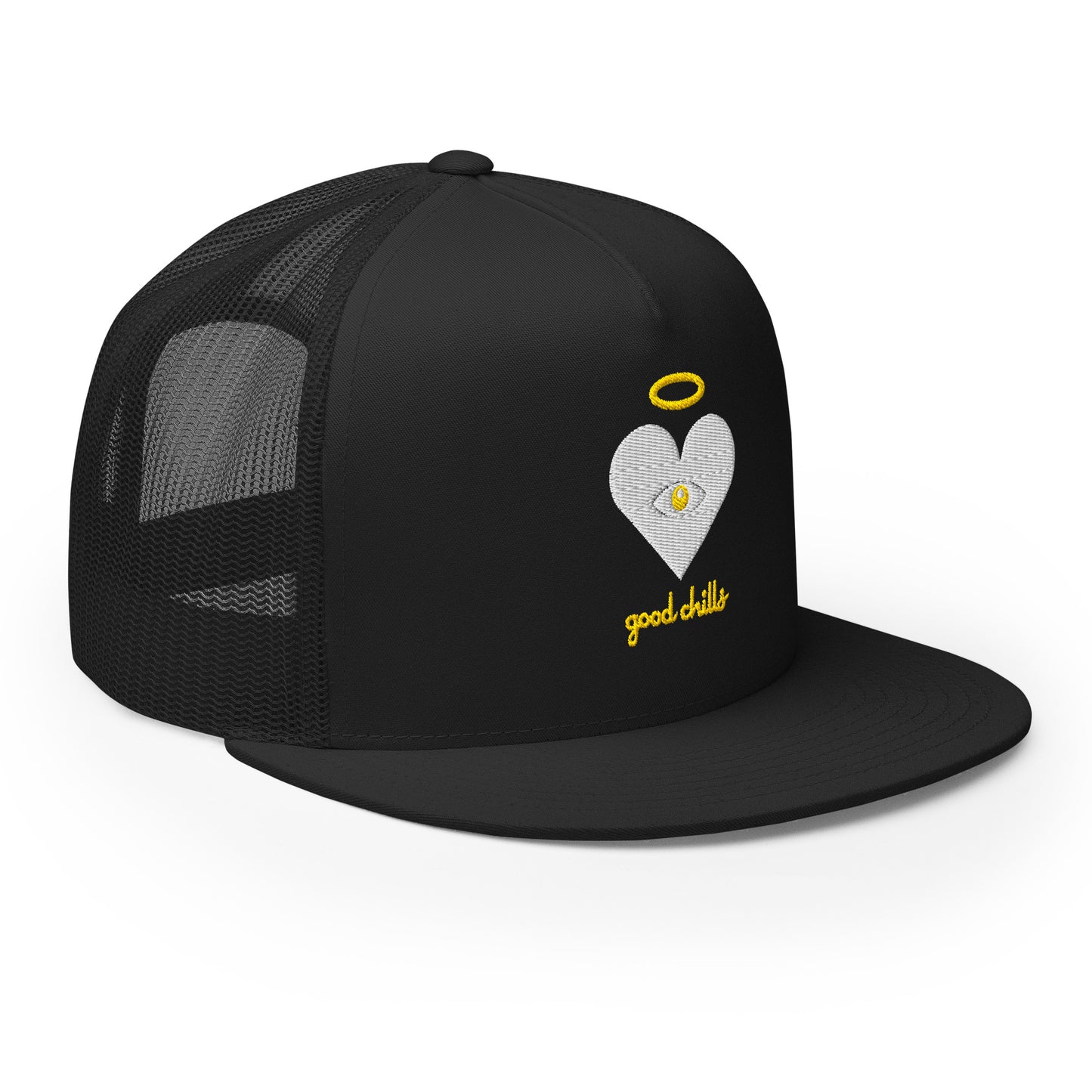 "good chills" Cloud x Gold Heart-Eye [Embroidered] Trucker Hats