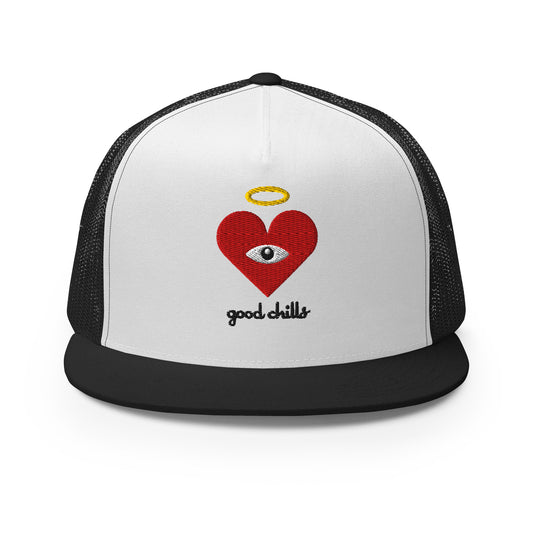 "good chills" Red Heart-Eye [Embroidered] Trucker Hats