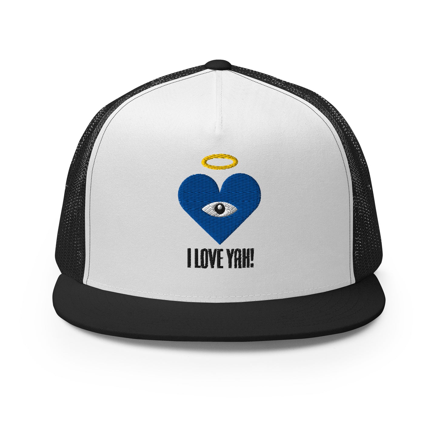 I LOVE YAH! Blue Heart-Eye [Embroidered] Trucker Hats