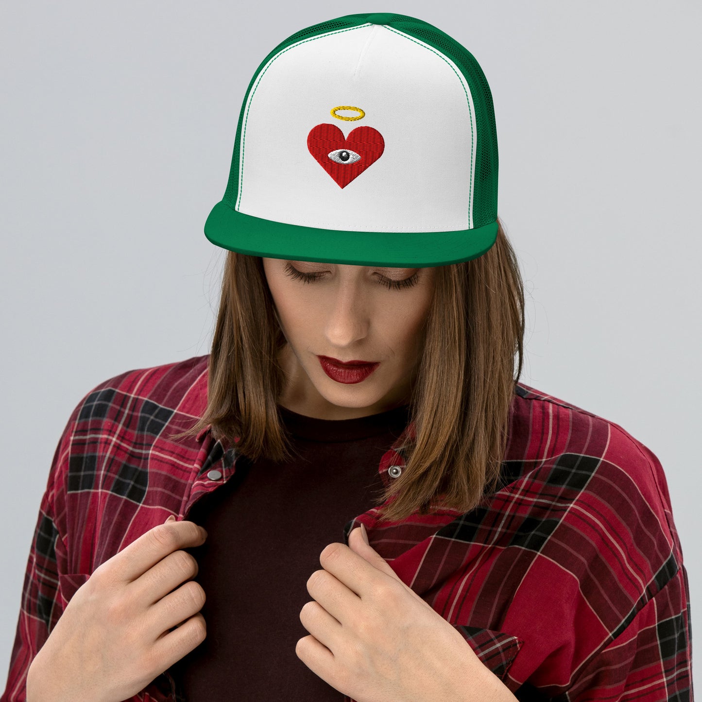 Red Heart-Eye [Embroidered] Trucker Hats