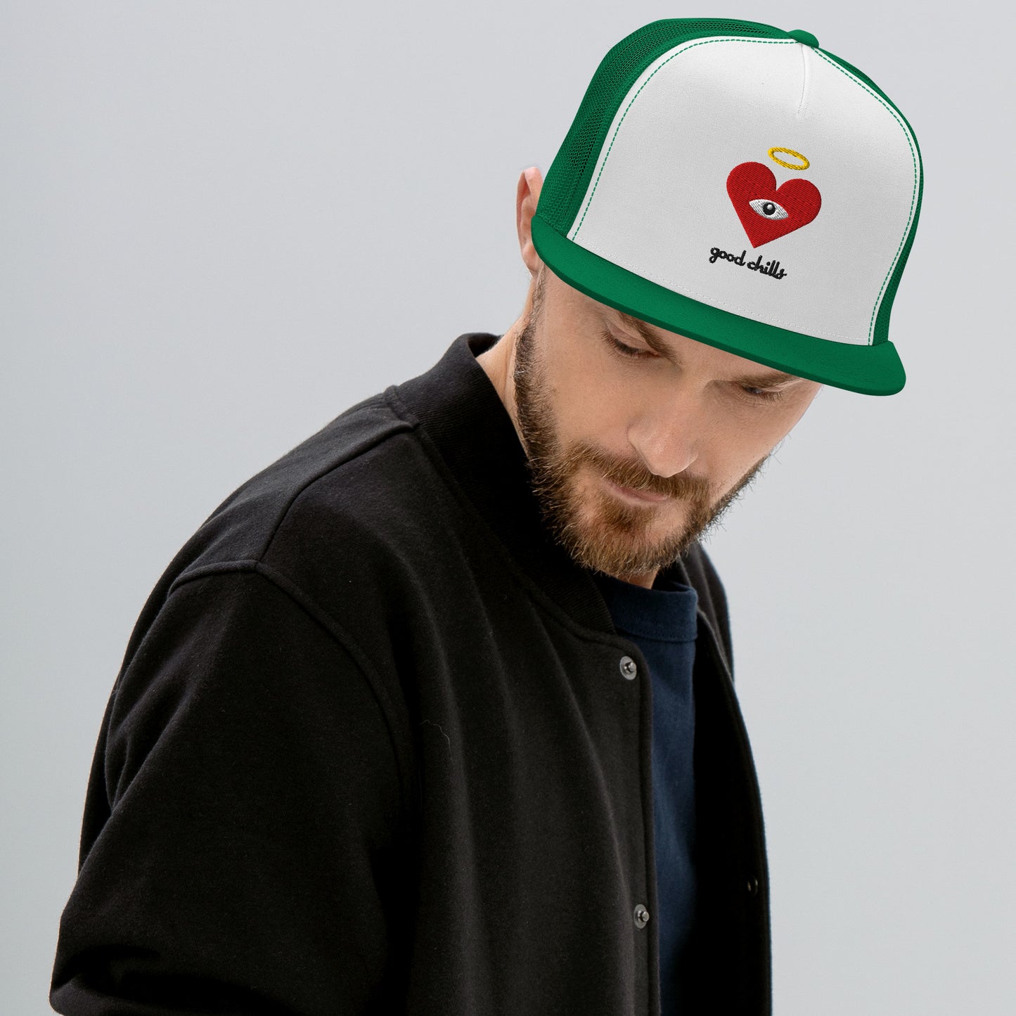 "good chills" Red Heart-Eye [Embroidered] Trucker Hats
