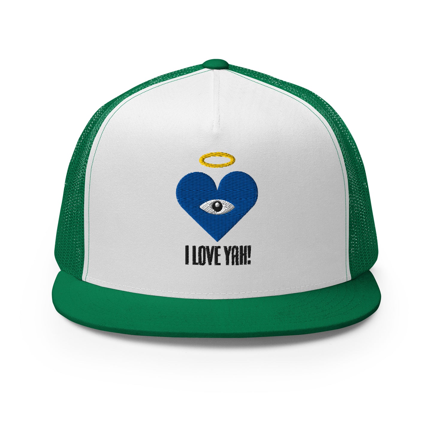 I LOVE YAH! Blue Heart-Eye [Embroidered] Trucker Hats