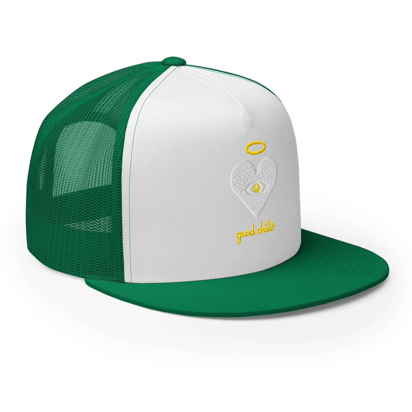 "good chills" Cloud x Gold Heart-Eye [Embroidered] Trucker Hats