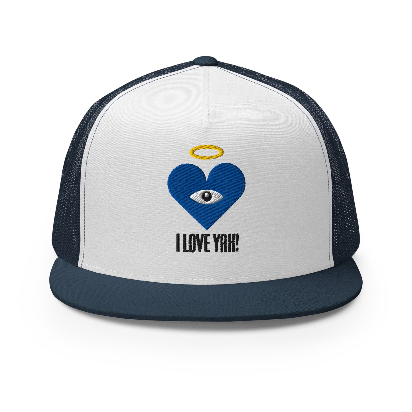 I LOVE YAH! Blue Heart-Eye [Embroidered] Trucker Hats