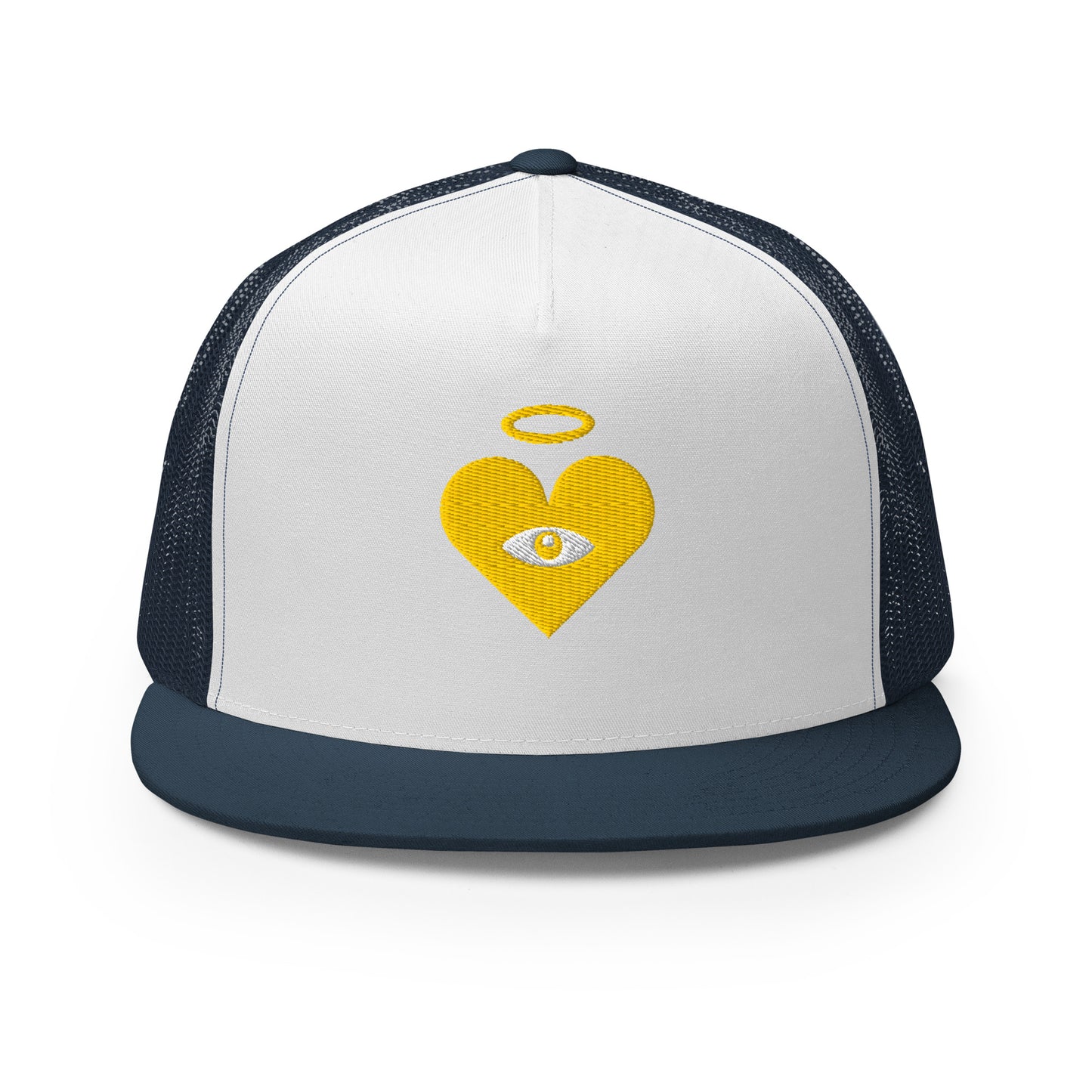 Monochrome Gold Heart-Eye [Embroidered] Trucker Hats