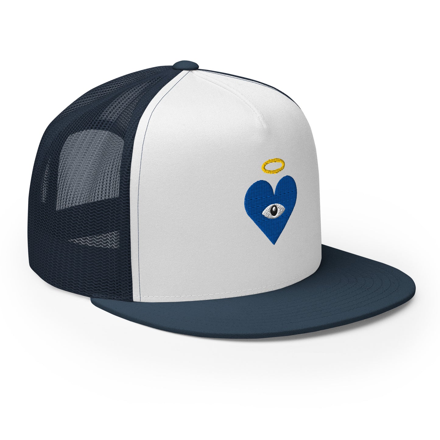 Blue Heart-Eye [Embroidered] Trucker Hats