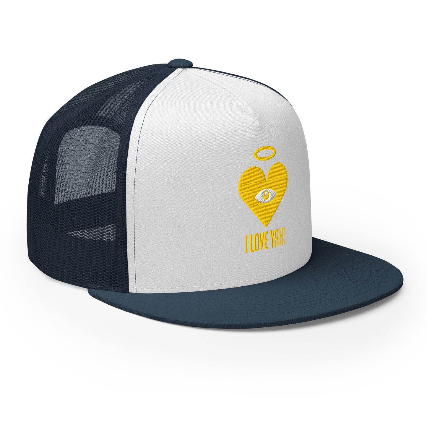 I LOVE YAH! Monochrome Gold Heart-Eye [Embroidered] Trucker Hats