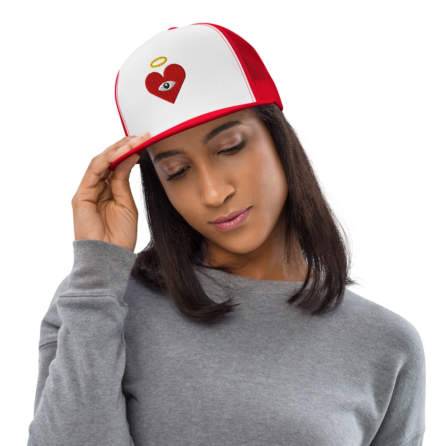 Red Heart-Eye [Embroidered] Trucker Hats