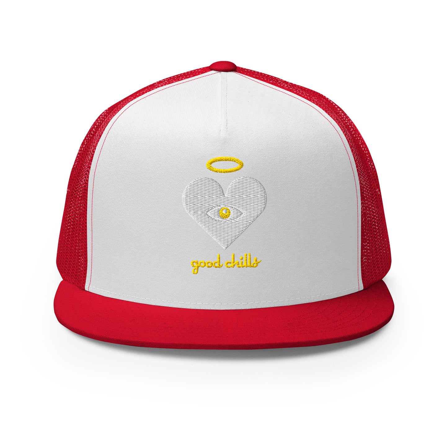 "good chills" Cloud x Gold Heart-Eye [Embroidered] Trucker Hats