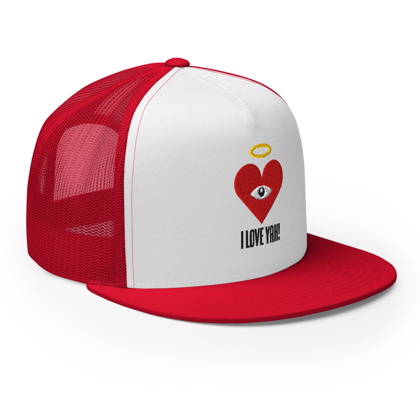 I LOVE YAH! Red Heart-Eye [Embroidered] Trucker Hats