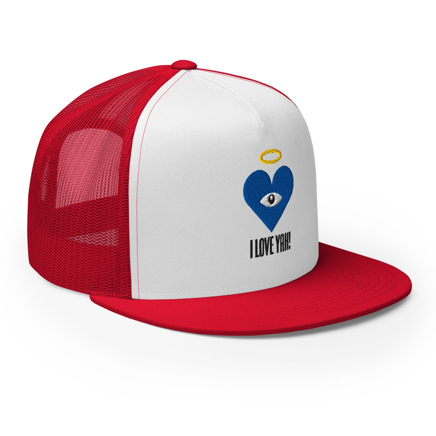 I LOVE YAH! Blue Heart-Eye [Embroidered] Trucker Hats