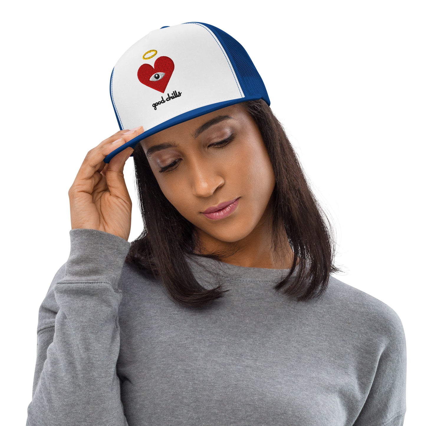 "good chills" Red Heart-Eye [Embroidered] Trucker Hats
