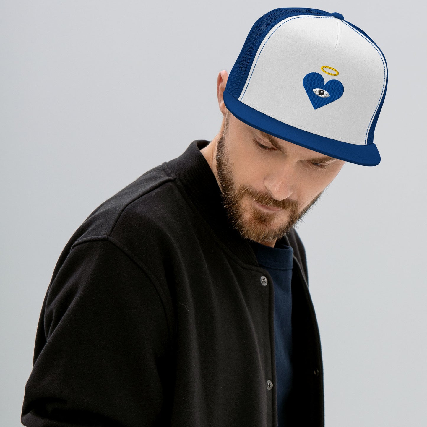 Blue Heart-Eye [Embroidered] Trucker Hats