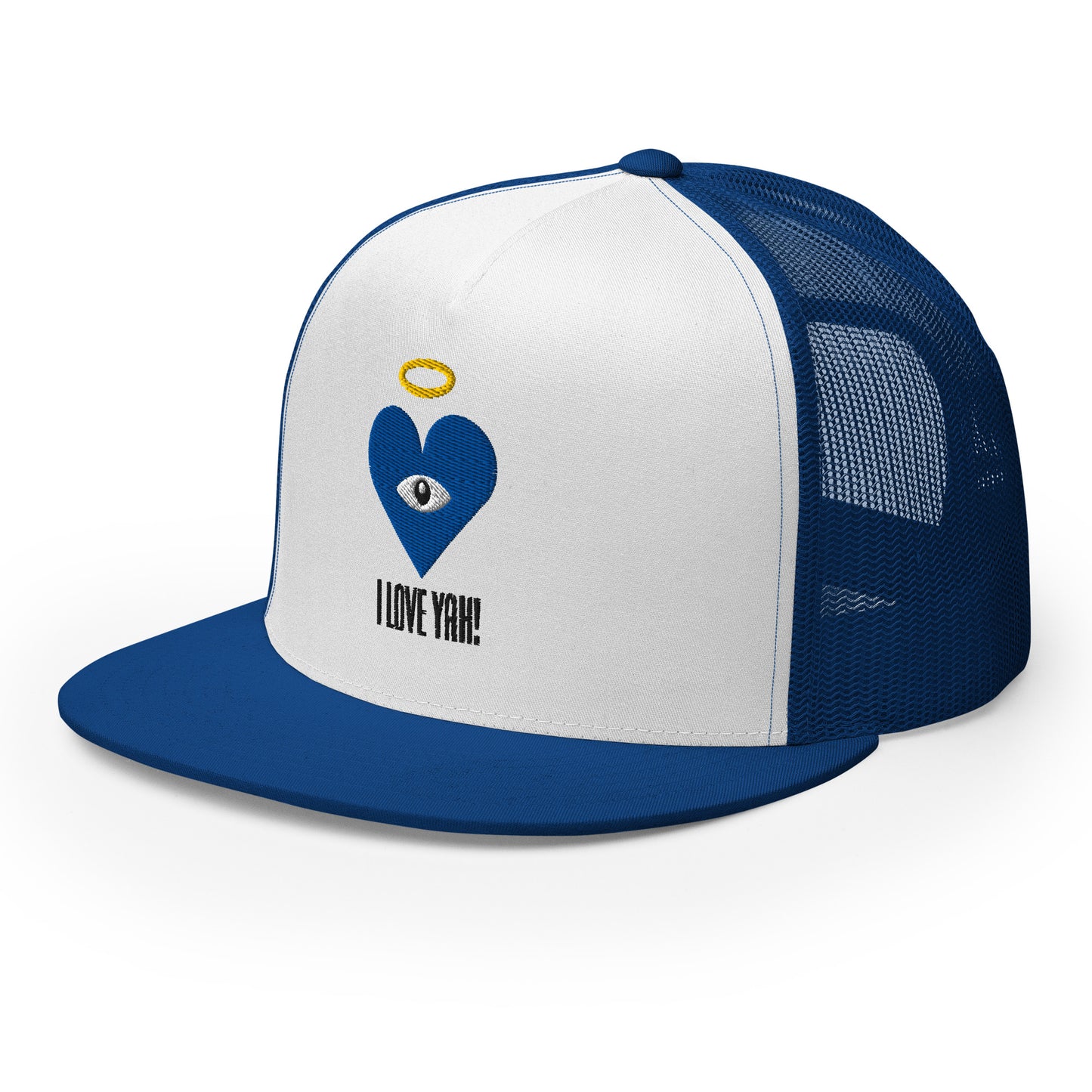 I LOVE YAH! Blue Heart-Eye [Embroidered] Trucker Hats