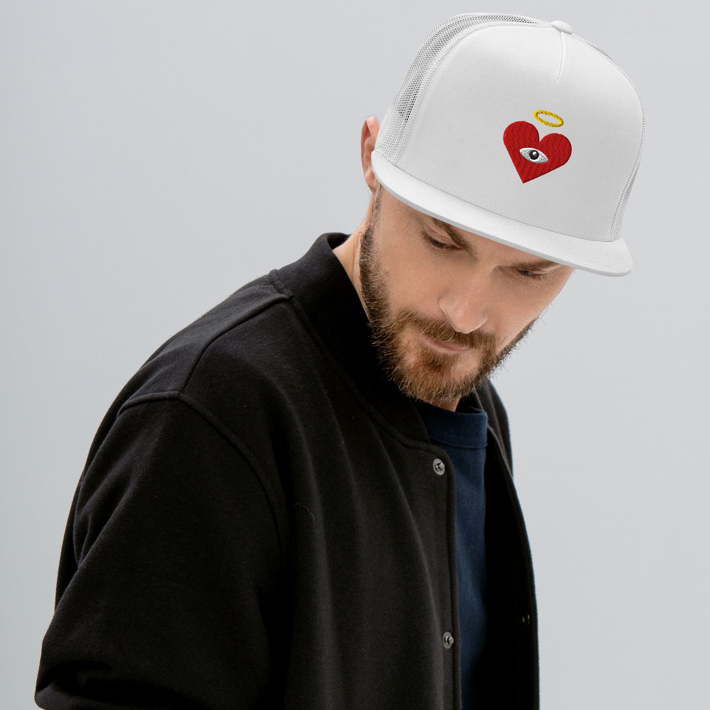 Red Heart-Eye [Embroidered] Trucker Hats