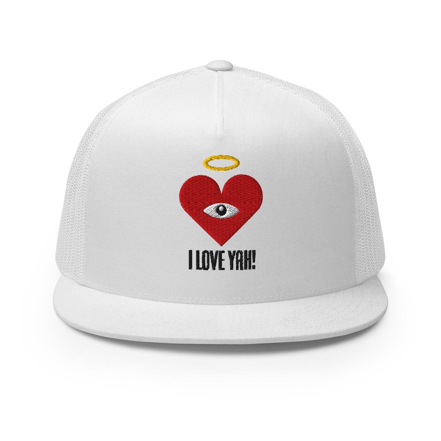 I LOVE YAH! Red Heart-Eye [Embroidered] Trucker Hats