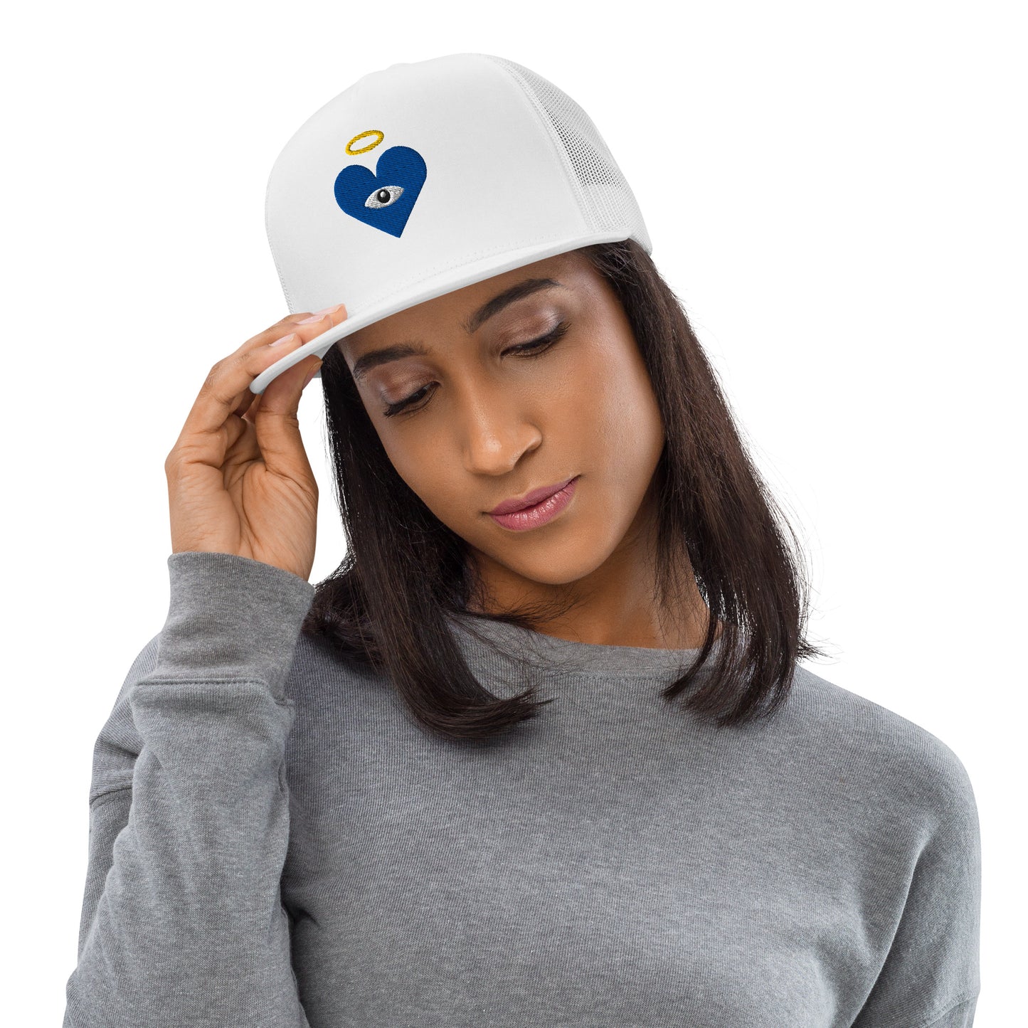 Blue Heart-Eye [Embroidered] Trucker Hats