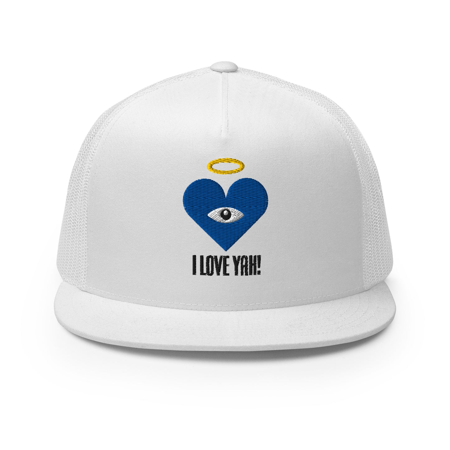 I LOVE YAH! Blue Heart-Eye [Embroidered] Trucker Hats