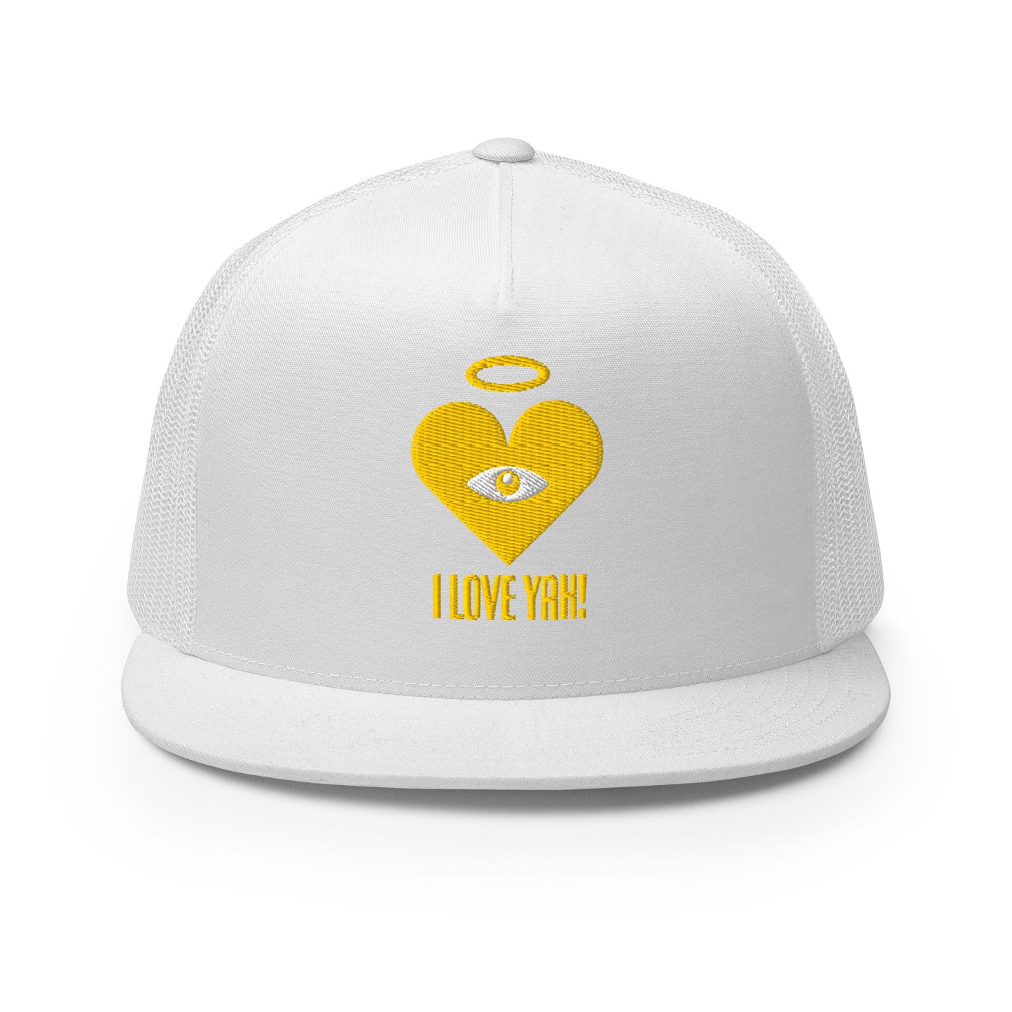 I LOVE YAH! Monochrome Gold Heart-Eye [Embroidered] Trucker Hats
