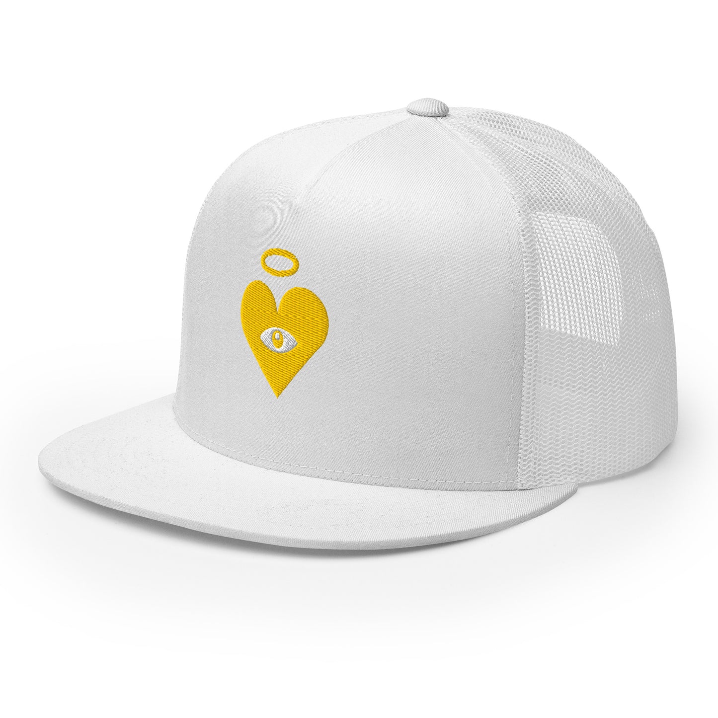 Monochrome Gold Heart-Eye [Embroidered] Trucker Hats