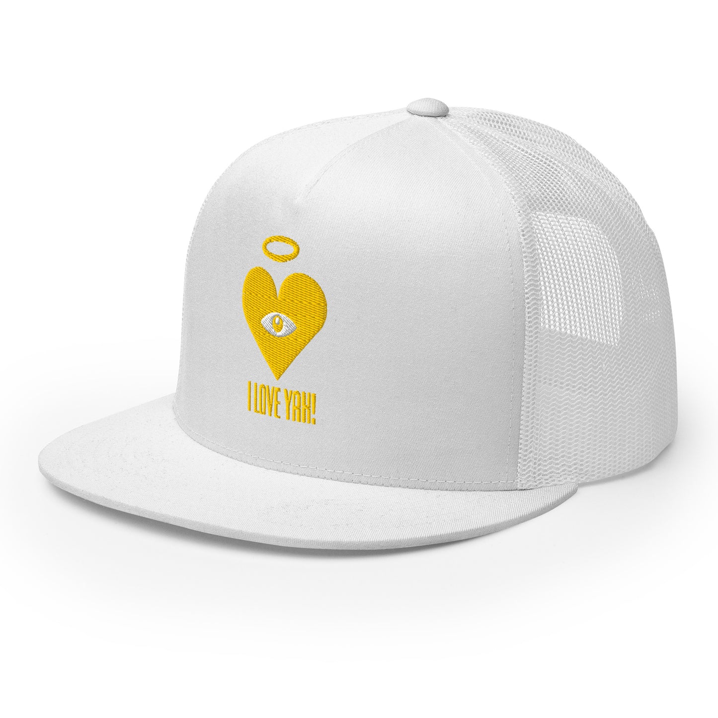 I LOVE YAH! Monochrome Gold Heart-Eye [Embroidered] Trucker Hats
