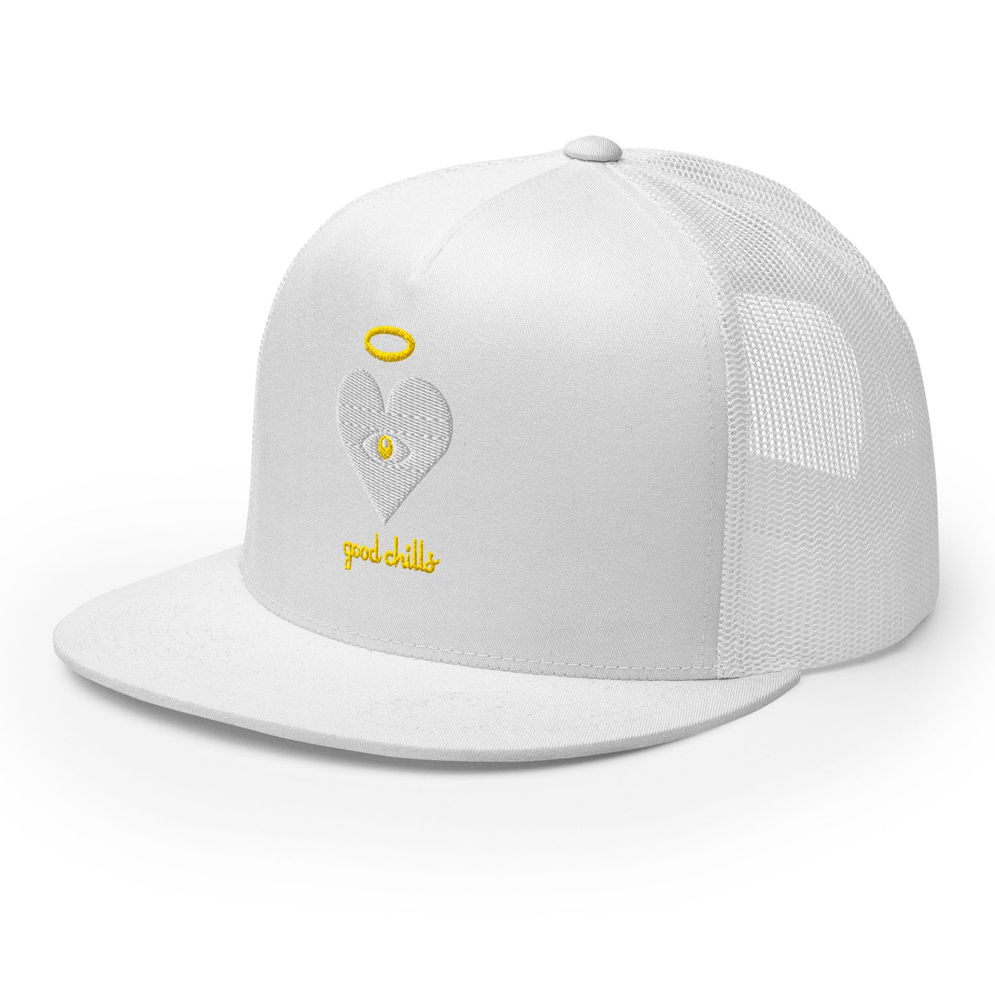 "good chills" Cloud x Gold Heart-Eye [Embroidered] Trucker Hats