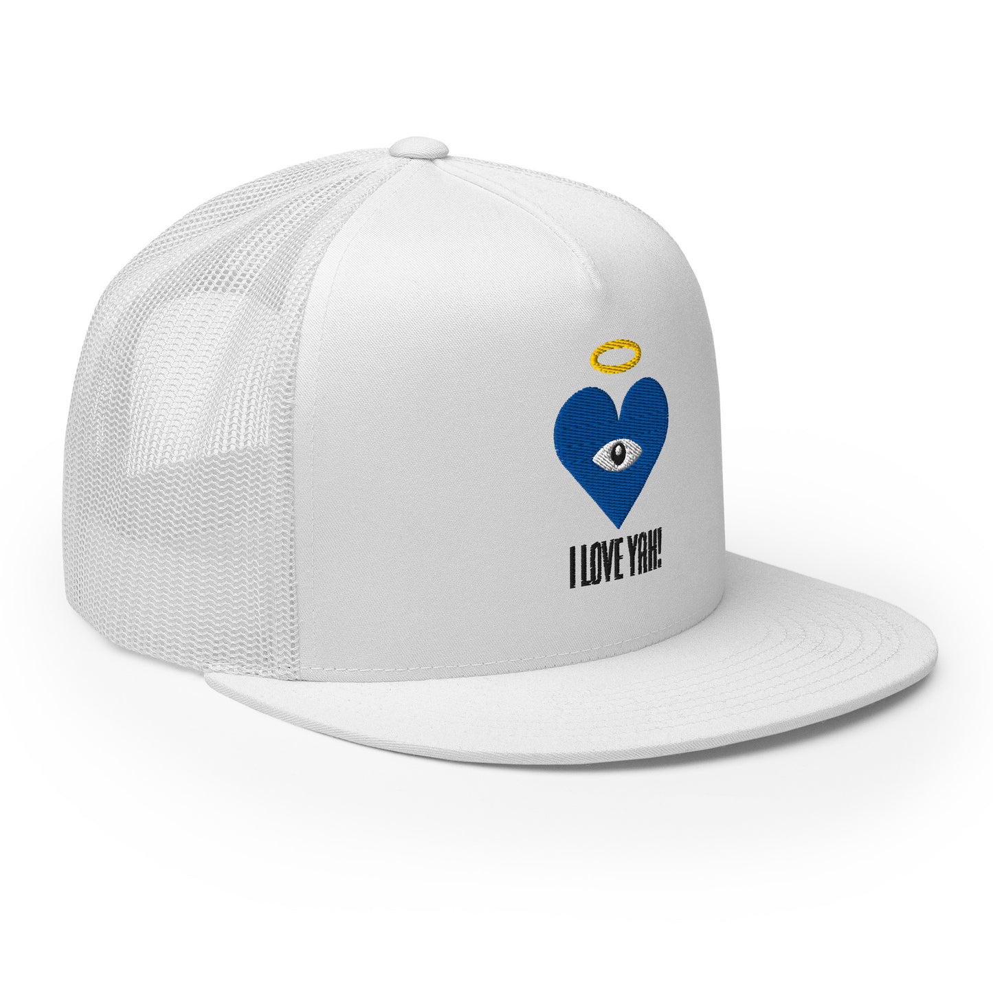 I LOVE YAH! Blue Heart-Eye [Embroidered] Trucker Hats