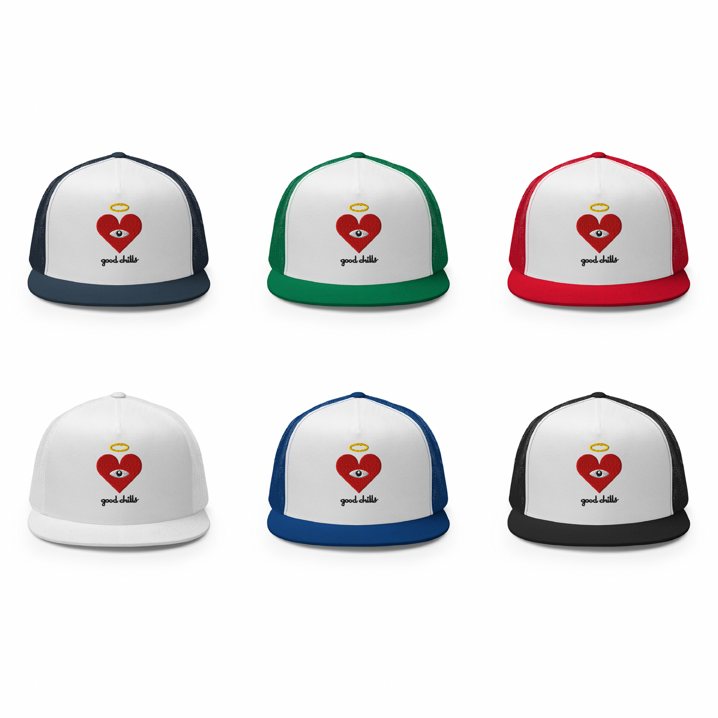 "good chills" Red Heart-Eye [Embroidered] Trucker Hats