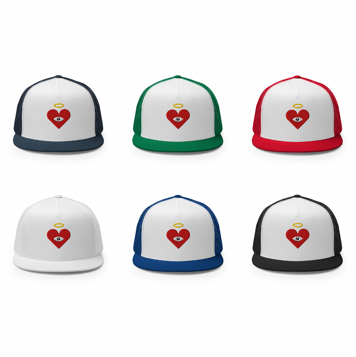 Red Heart-Eye [Embroidered] Trucker Hats