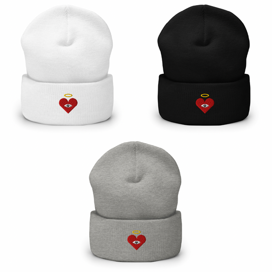 Red Heart-Eye [Embroidered]  Basic Beanies