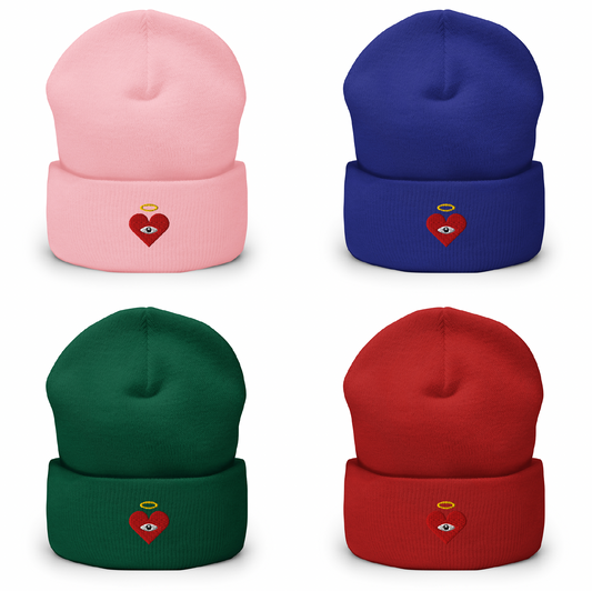 Red Heart-Eye [Embroidered]  Premium Color Beanies