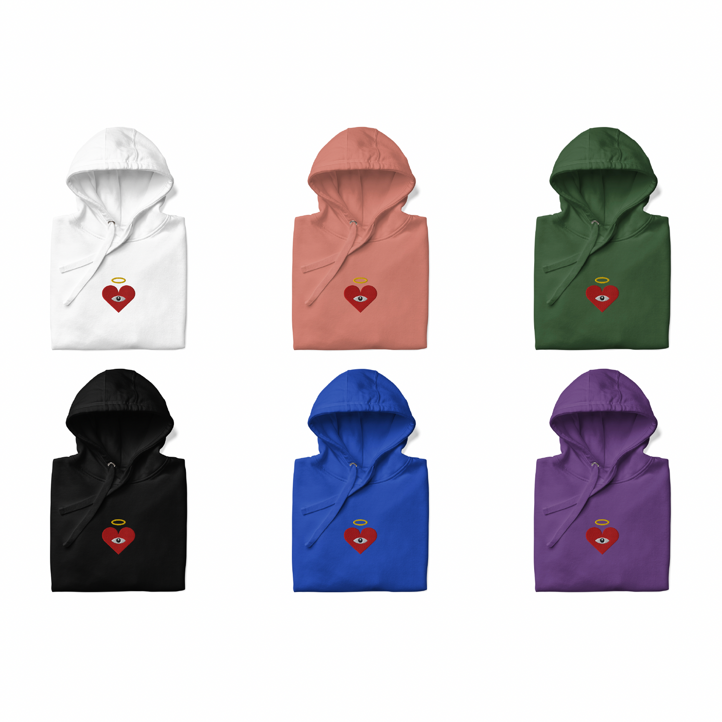 Red Heart-Eye [Embroidered]  Unisex Hoodies