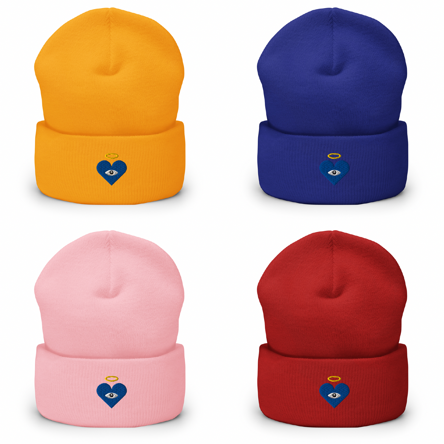 Blue Heart-Eye [Embroidered]  Premium Color Beanies