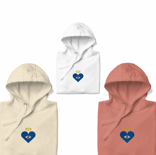 Blue Heart-Eye [Embroidered]  Unisex Hoodies