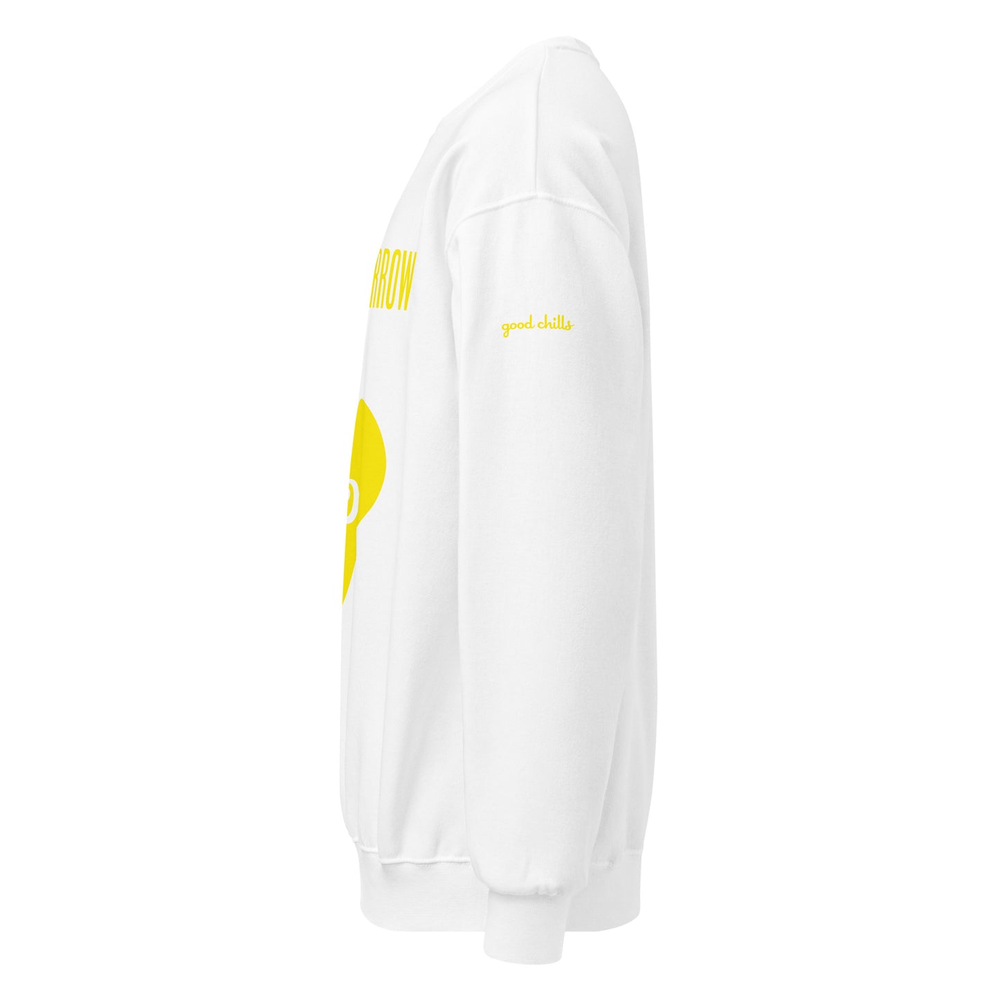 WITHOUT SORROW Monochrome Gold Heart-Eye White Long Sleeve White Sweatshirt