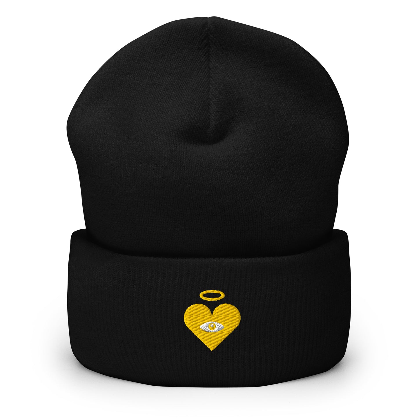 Monochrome Gold Heart-Eye [Embroidered]  Basic Beanies