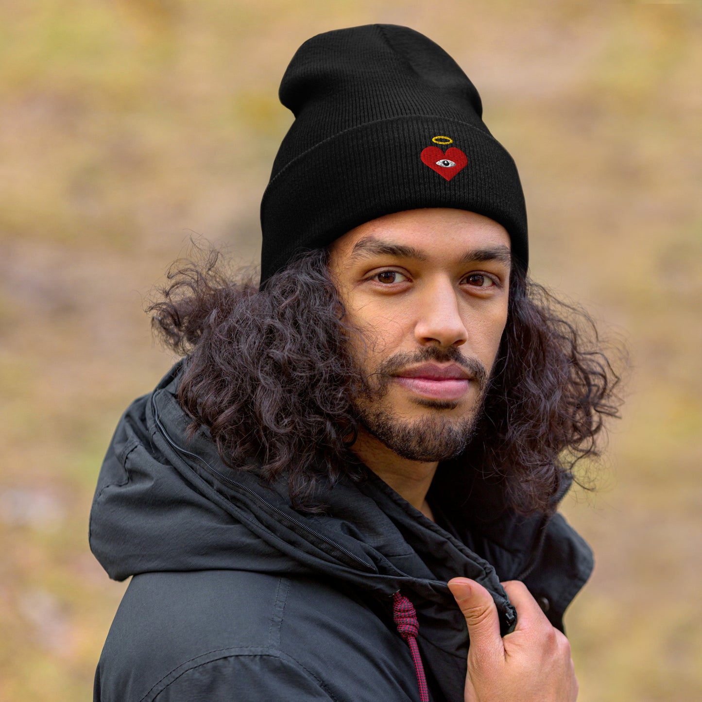 Red Heart-Eye [Embroidered]  Basic Beanies