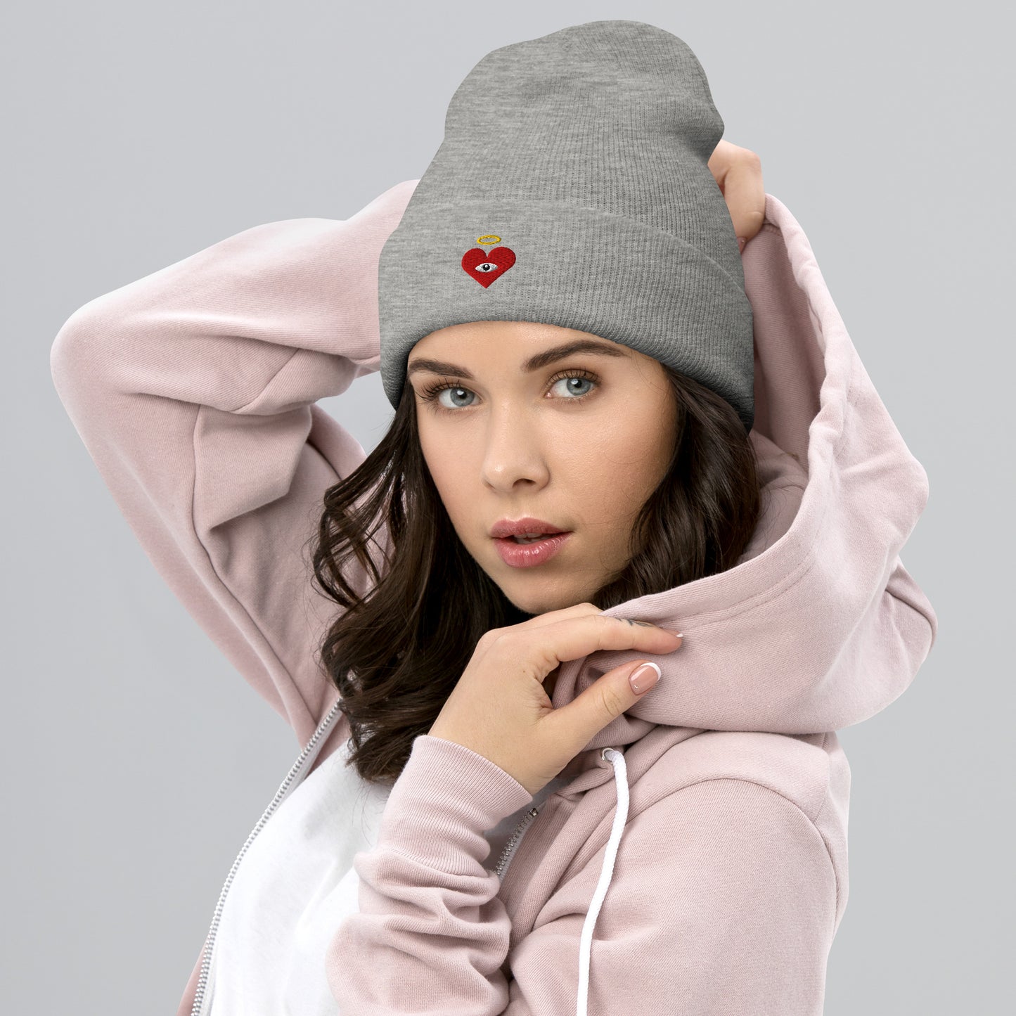 Red Heart-Eye [Embroidered]  Basic Beanies