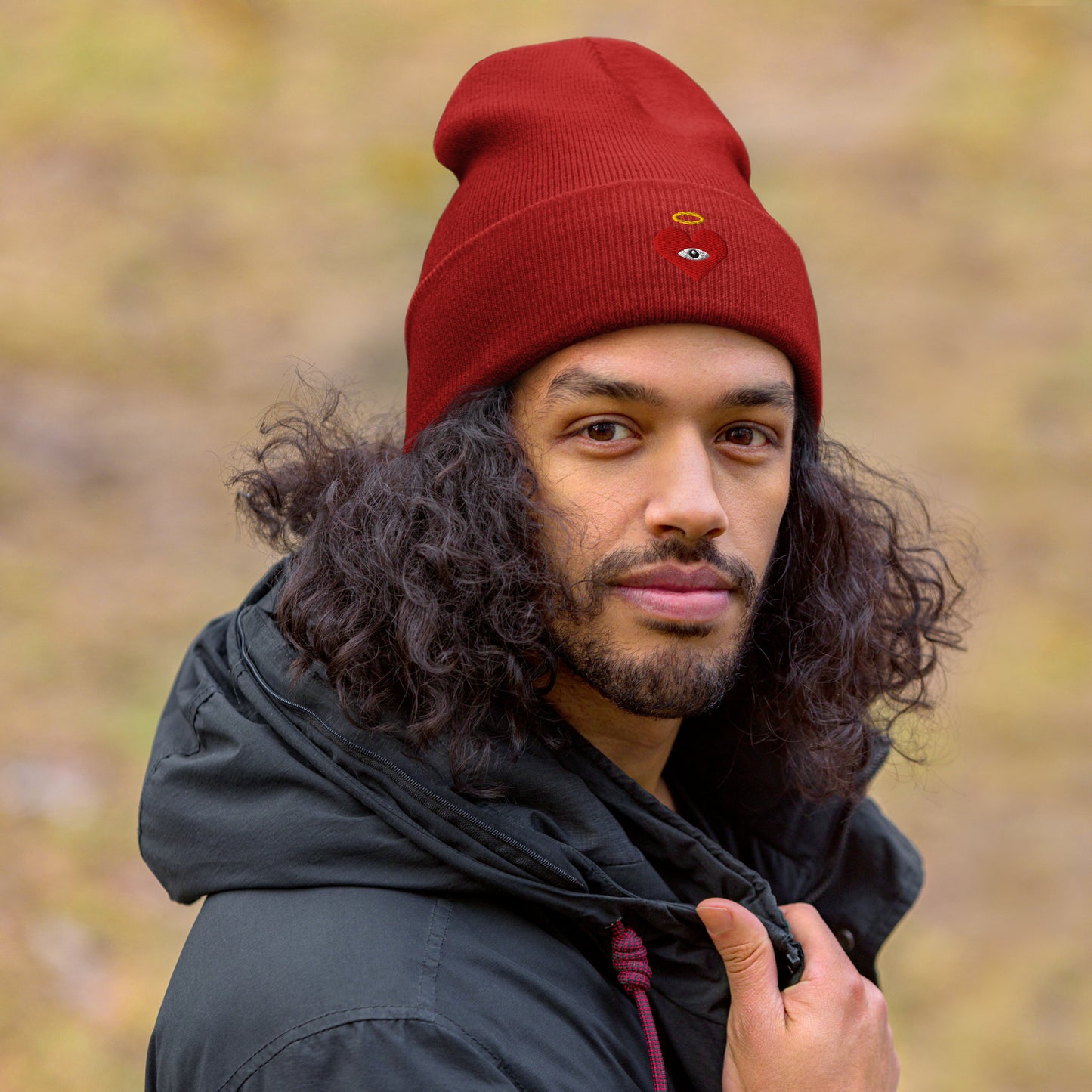 Red Heart-Eye [Embroidered]  Premium Color Beanies