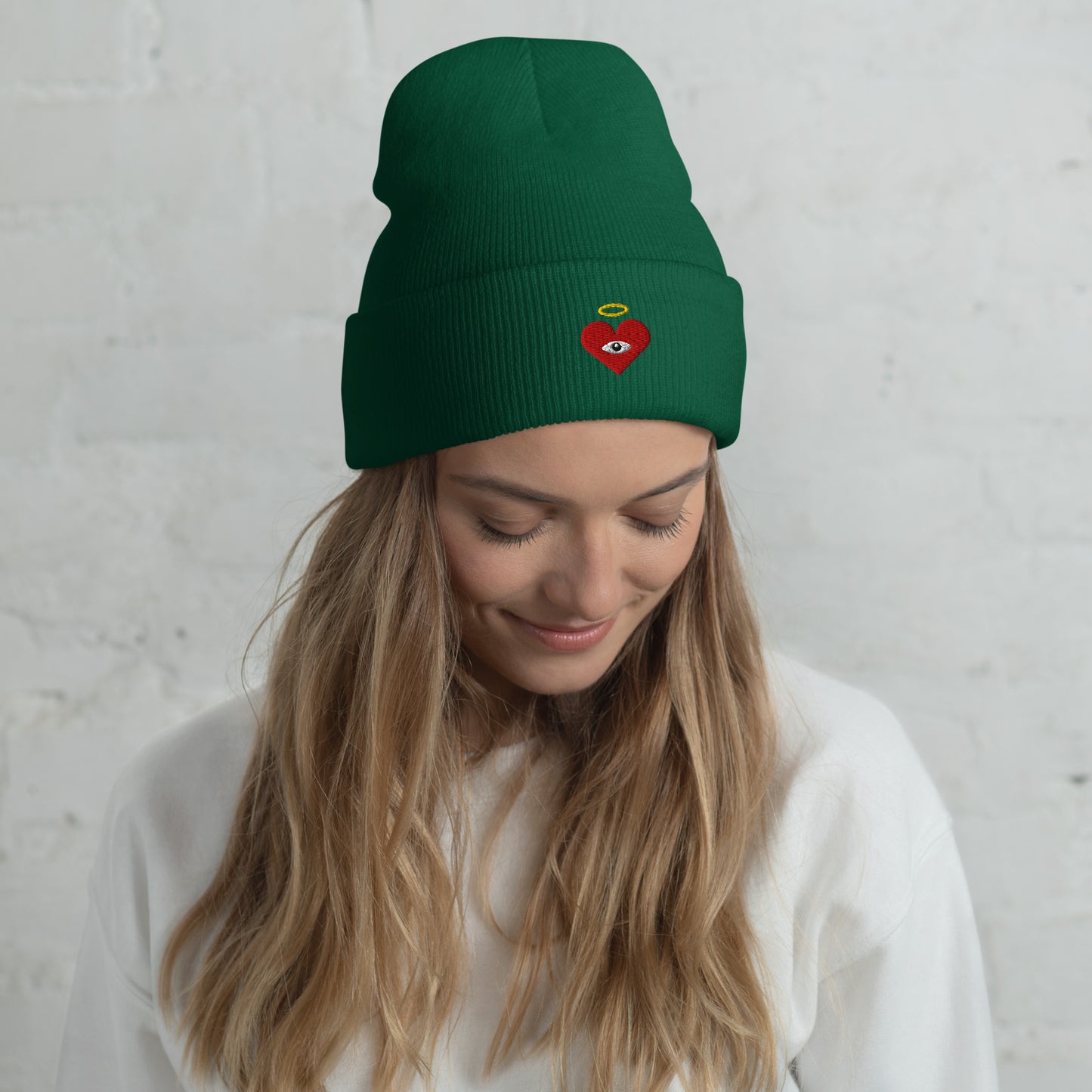 Red Heart-Eye [Embroidered]  Premium Color Beanies