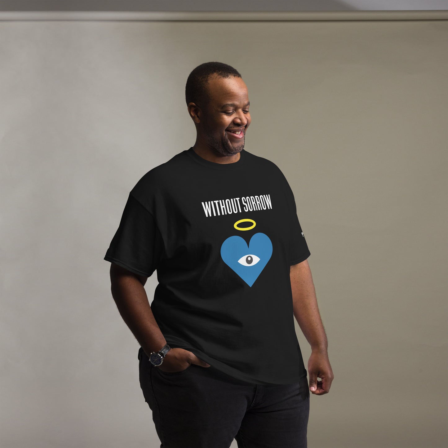 WITHOUT SORROW Blue Heart-Eye Black Tee
